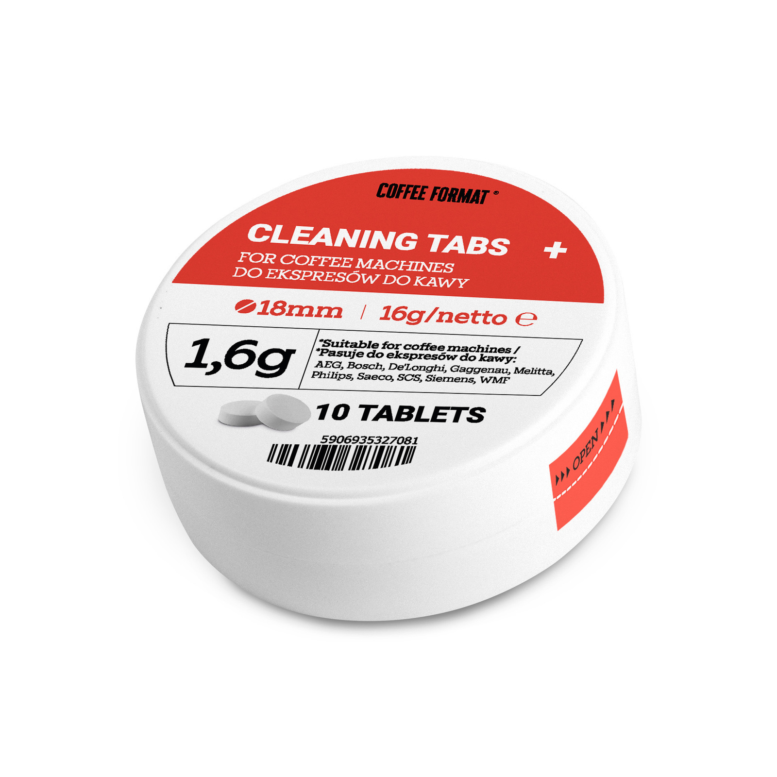 Tabletki czyszczące do ekspresów Cleaning Tabs+ 10 x 1,6g (pojemnik) COFFEE FORMAT
